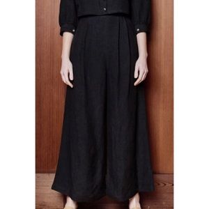 First Rite linen pleated wide-leg pants size L